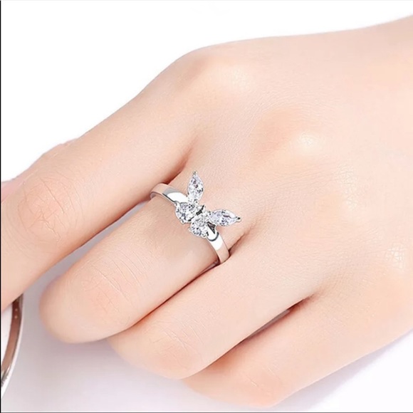 NEW 925 Silver Butterfly Diamond Ring - Picture 4 of 4